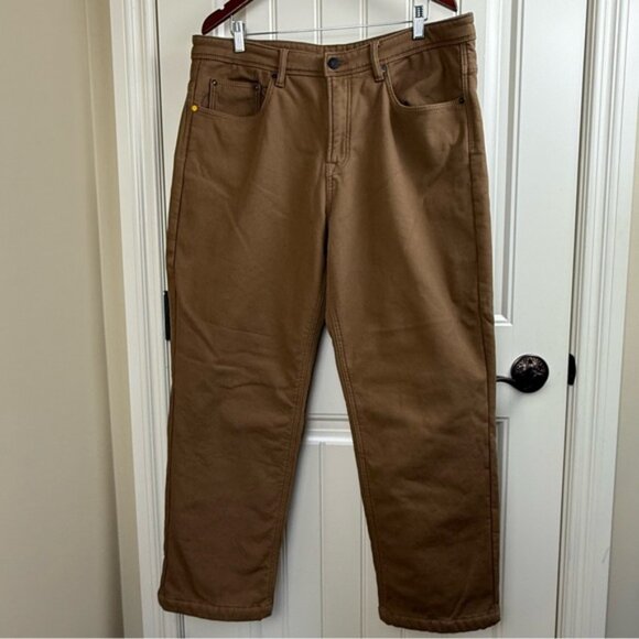 CAT Caterpillar Size 38 x 30 Men's Brown Fleece-Lined Canvas Work Pants - Picture 6 of 12